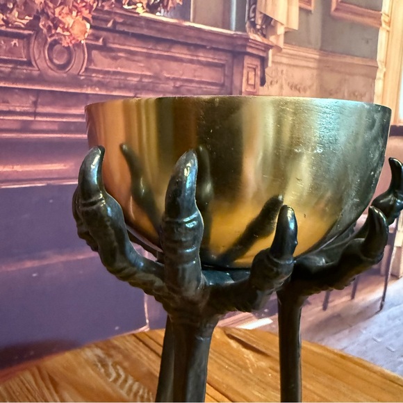Gold-tone Black Decorative Candy Bowl Dish Halloween Claws 2 piece Retired - Picture 5 of 10
